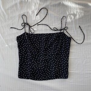 Reformation black and white polka dot meyer top